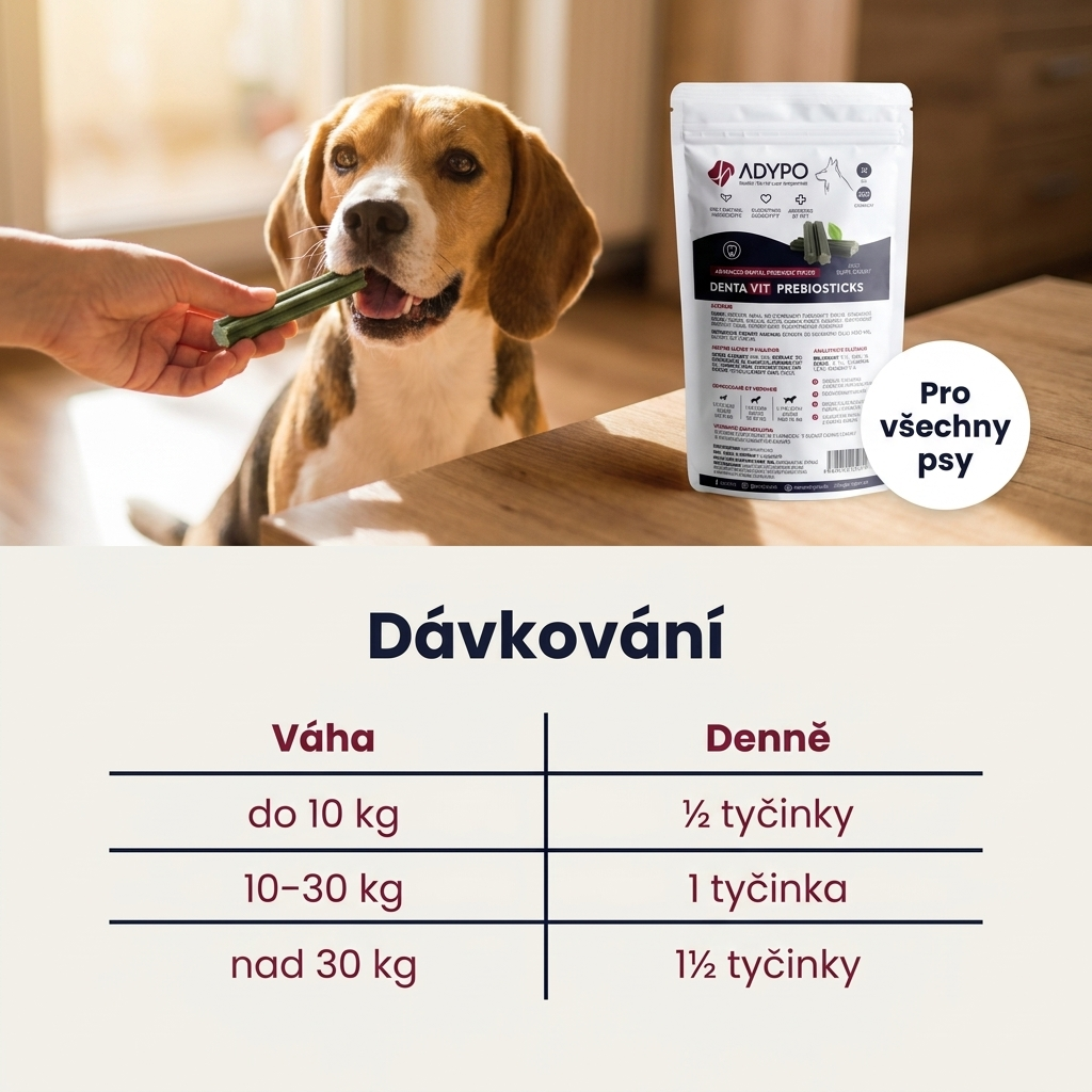 Dávkování Prebiosticks podle váhy psa