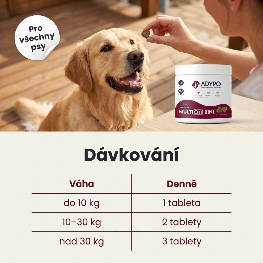 Dávkování MultiVit 8in1 podle váhy psa