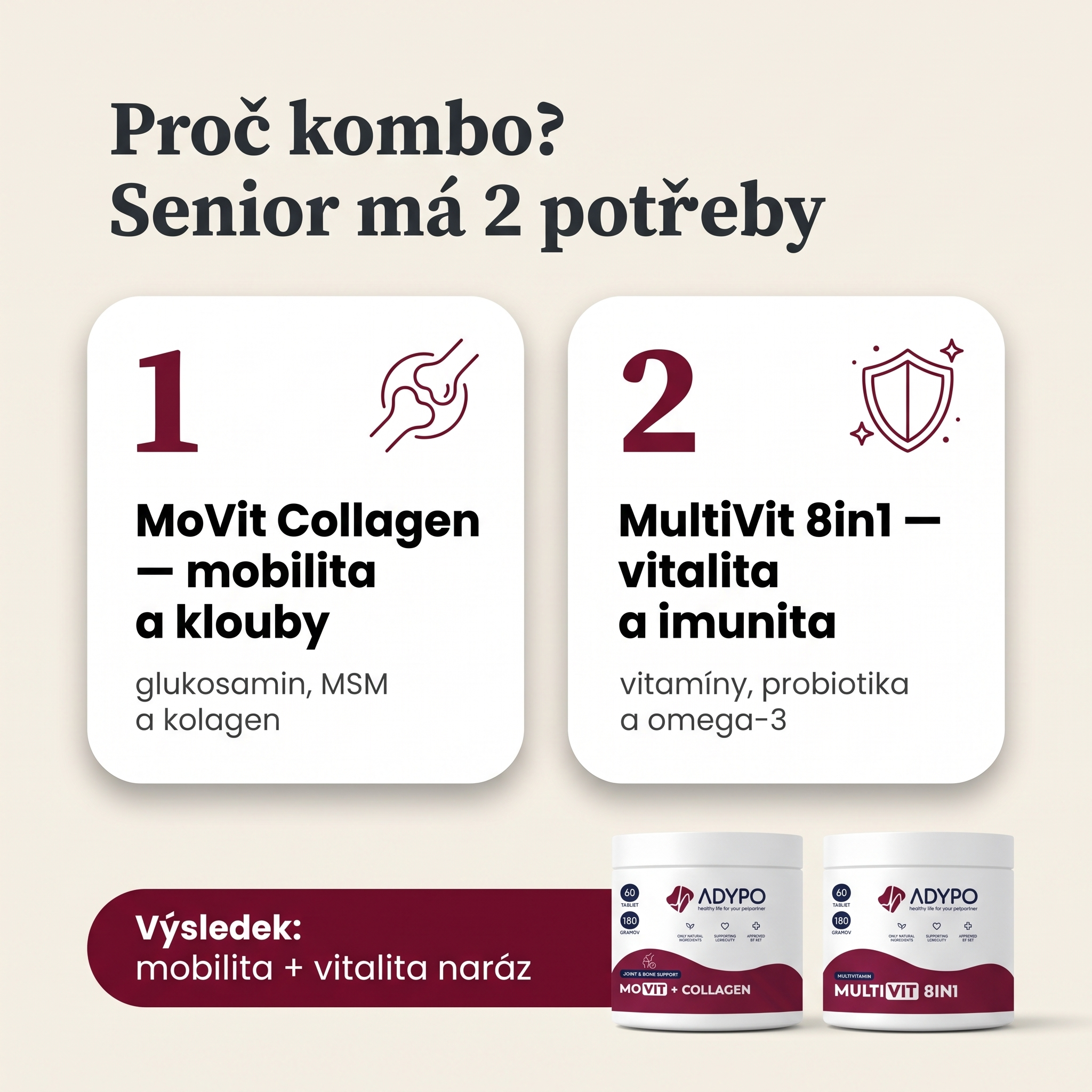 Proč kombo – senior má 2 potřeby